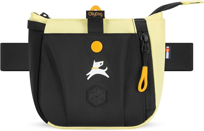 Backcountry Day Bag | Dog Training Treat Pouch | Eco-Friendly Recycled Fabric Fanny Pack with Zipper Closure, Built-in Poop Bag Dispenser & Adjustable Waist Belt (Sol)