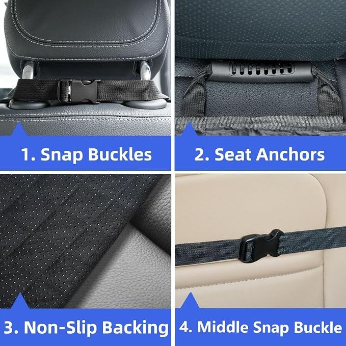 PETICON Front Seat Cover 2 Pack, Full Protection Dog Car Seat Cover with Side Flaps, Nonslip Scratchproof Captain Chair Seat Cover Fits for Cars, Trucks, SUVs, Jeep (Gray)