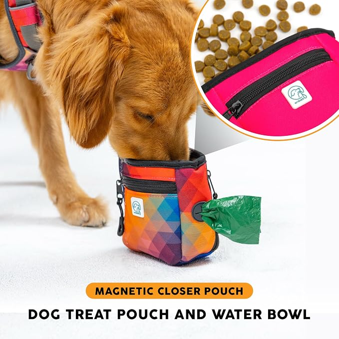 Embark Dog Treat Pouch - Waterproof Training Bag & Portable Water Bowl | Leakproof Treat Bag with Hook, Magnetic Closure, Extra Pocket for Phone & Keys with Poop Bag Outlet For Dogs - Black