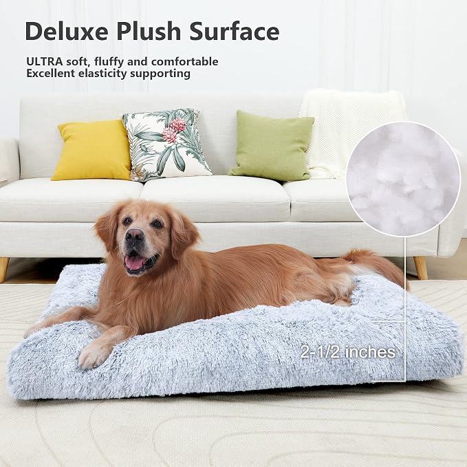 XXL Dog Bed Washable, Waterproof Large Crate Pad 48", Jumbo Plush Pet Mats | Removable Cover, Machine washable, Anti-Slip Bottom, Kennel Pad 48*29", Ultra Soft Cozy, Pets Mats for Sleeping,100 lbs