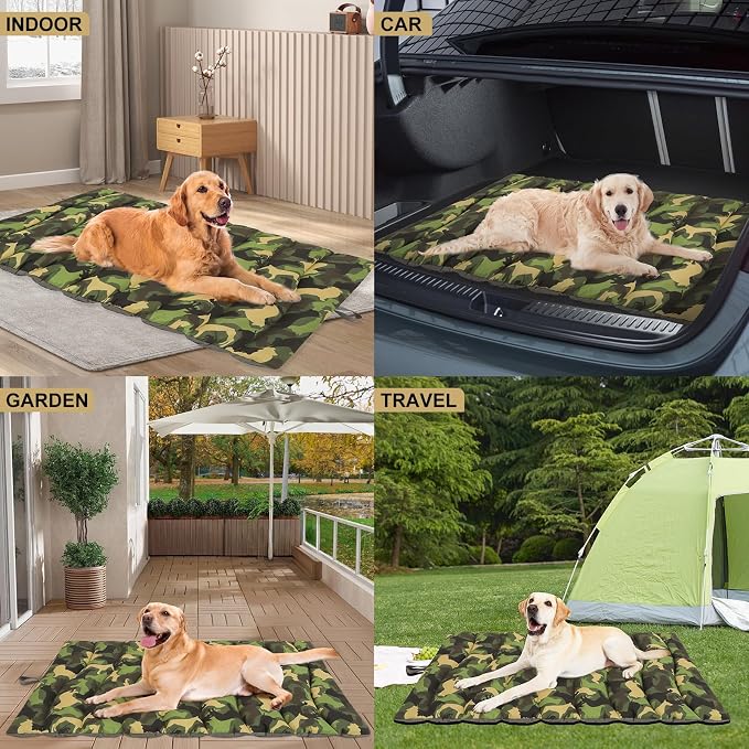 BINGPET Outdoor Travel Dog Bed for Large/Medium Dogs,Portable Waterproof Camping Mat with Carry Bag,Foldable Outside Bed,Machine Washable Indoor Pet Mat for Small,Medium and Large Dogs 26"x43"