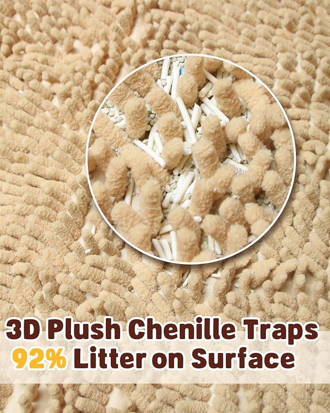 Cat Litter Mat Litter Trapping Mat, 33"x23" Plush Cat Litter Rug Catcher, Easy to Clean, Machine Washable