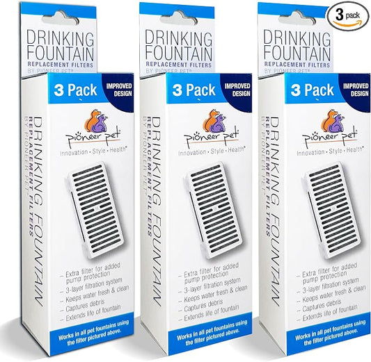 Pioneer Pet 3 Pack of T-Shaped Filter for Food, Water and Serene Fountain