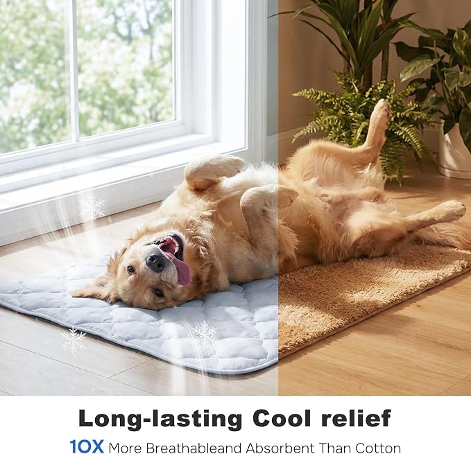 ZOMISIA Cooling Dog Mat Extra Large, Q-Max>0.5 XXL Thin Breathable Cold Crate Pad for Pet, Portable Washable Kennel Bed for Summer Active Dog with Chill Soothing Fabric to Rapid Cooling, 47x29, Grey