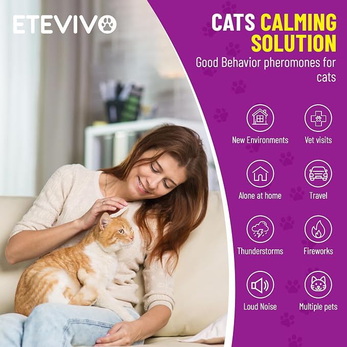 Cat Calming Pheromone Diffuser 4 Pack Cat Calming Diffuser Refills Anxiety Relief Comfort for Cats Reduce Fighting Spraying and Scratching 120 Days Long Lasting Serenity