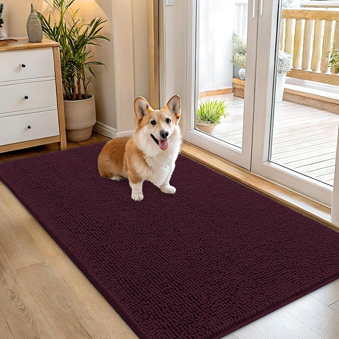 OLANLY Dog Door Mat for Muddy Paws 70x32, Super Absorbent Chenille Mud Mat | Russet, Absorbs Moisture and Dirt, Non-Slip Machine Washable Doormat, Quick-Drying Indoor Entryway Floor Carpet for Dogs