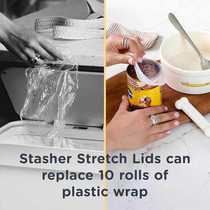 Stasher Pet Reusable Puppy Essentials Dog Food Can Lids, Cat Food Lids for Cans, Airtight Seal, Dog Travel Accessories, Food Grade Silicone Stretch Lids, Freezer & Dishwasher Safe, 3-Pack