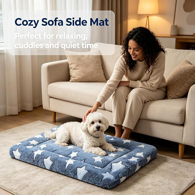 Dog Bed Mat - Soft Crate Pad for Kennel, Durable Pet Bed for Small Dogs & Cats - Comfort Support for Pet Crate, Cage, House