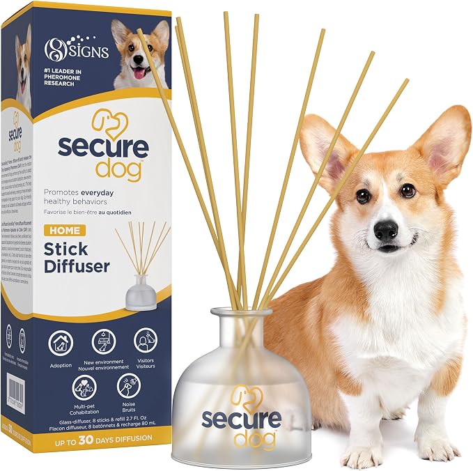 SIGNS SecureDog Calming Diffuser for Supporting Calm and Well-Being to Help Relieve Any Feeling of Anxiety or Stress, Dog Pheromone Passive Stick Diffuser Home Starter Kit