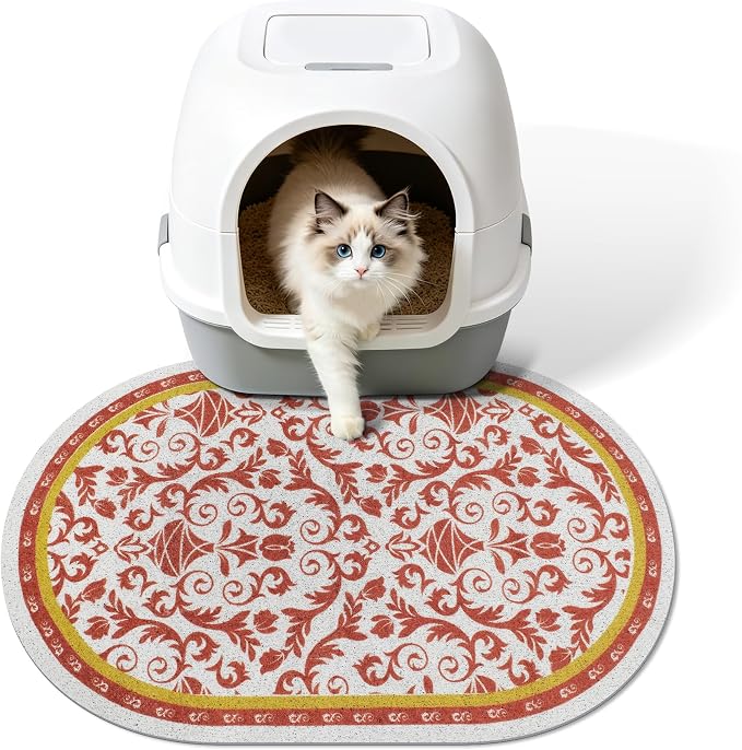 Cat Litter Mat, 24"x15" High Density PVC Litter Rug Trapping Mat, Non-Slip, Waterproof & Urine-Proof Kitty Litters Catcher Mats, Keep Floor Clean, Soft on Kitten Paws, Cat Essentials Brown