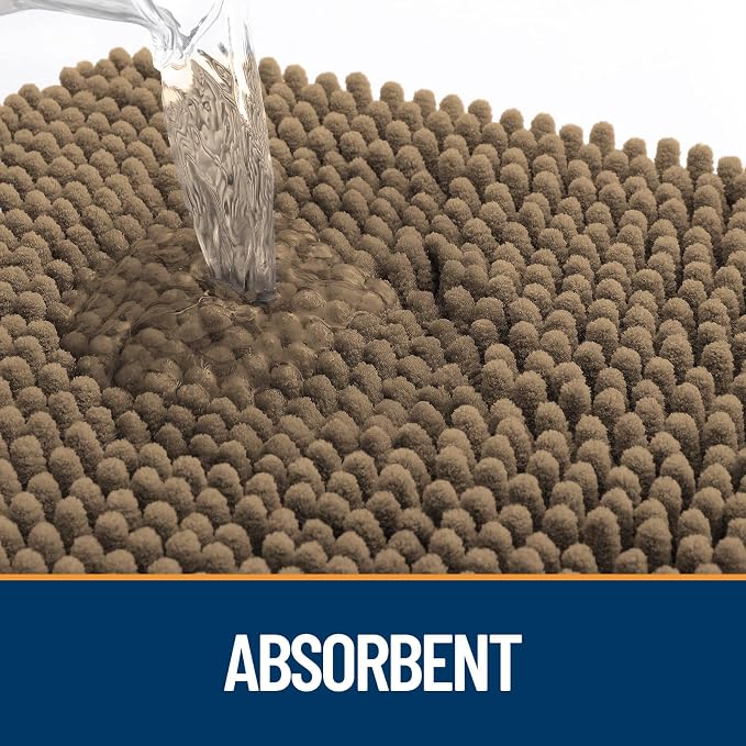 OLANLY Dog Door Mat for Muddy Paws 47x20, Super Absorbent Chenille Mud Mat | Tan, Absorbs Moisture and Dirt, Non-Slip Machine Washable Doormat, Quick-Drying Indoor Entryway Floor Carpet for Dogs