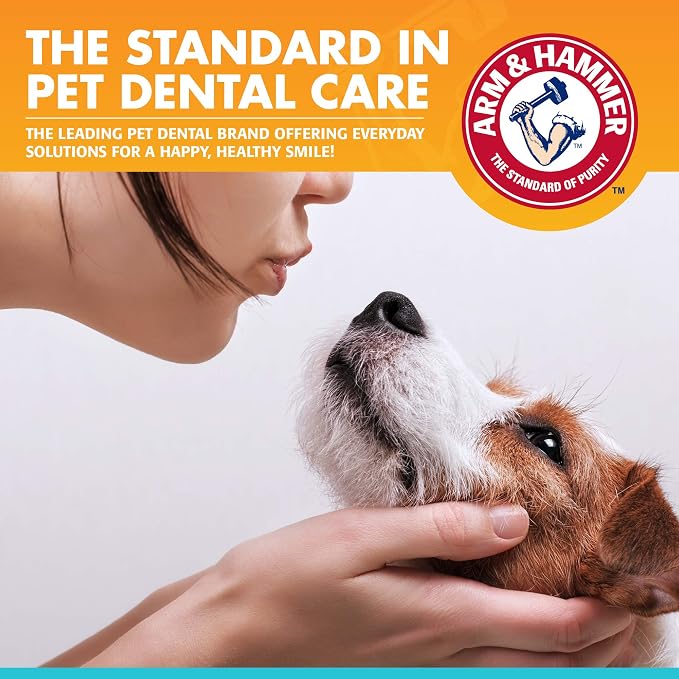 Arm & Hammer for Pets Enzymatic Dog Dental Care Kit, Chicken Flavor Toothpaste with Baking Soda for Plaque, Tartar, and Bad Breath, Double-Sided Toothbrush and Finger Brush Included, 2.5 Oz - 48 Pack