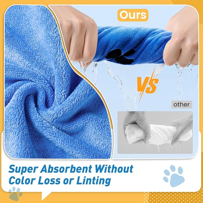 Pet Shower & Bath Supplies，Dog Shampoo Brush Set with Towel, Washing Gloves,Comb for Dogs and Cats (Blue)