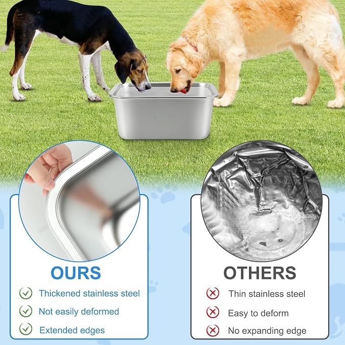 YUEPET 2 Gallons Stainless Steel Dog Water Bowls, Extra Large Metal Dog Food and Water Bowls Large Capacity Pet Water Bowls for Indoor and Outdoor Extra Large Dogs