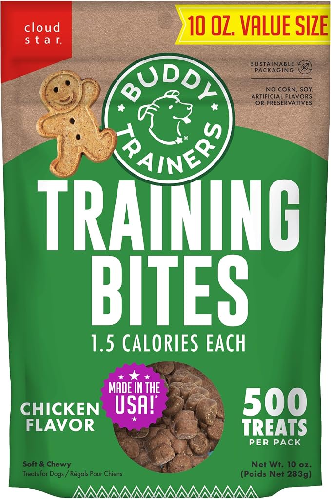 Buddy Biscuits Training Soft & Chewy Dog Treats, Chicken, 10 oz, 500 Treats | Training Bites, Soft & Chewy, Chicken Flavor, 10 Oz., 1.5 Calorie, 500 Treats