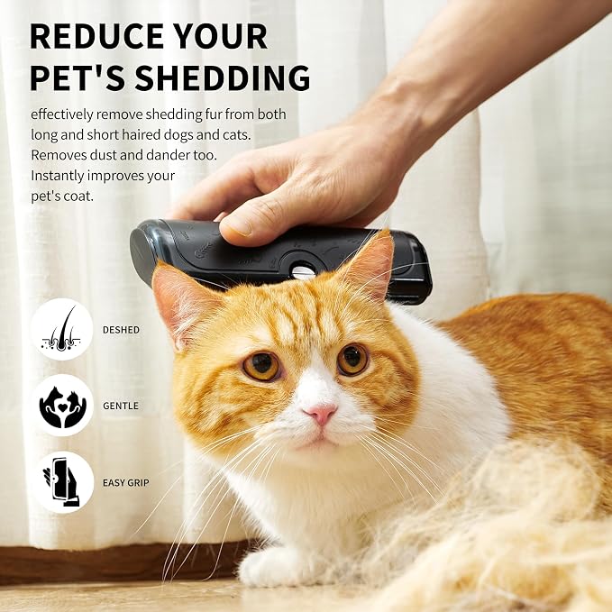 Deshedding Dog Brush for Shedding, Black | For short and medium coats, replaceable metal blade, helps remove loose fur during home grooming