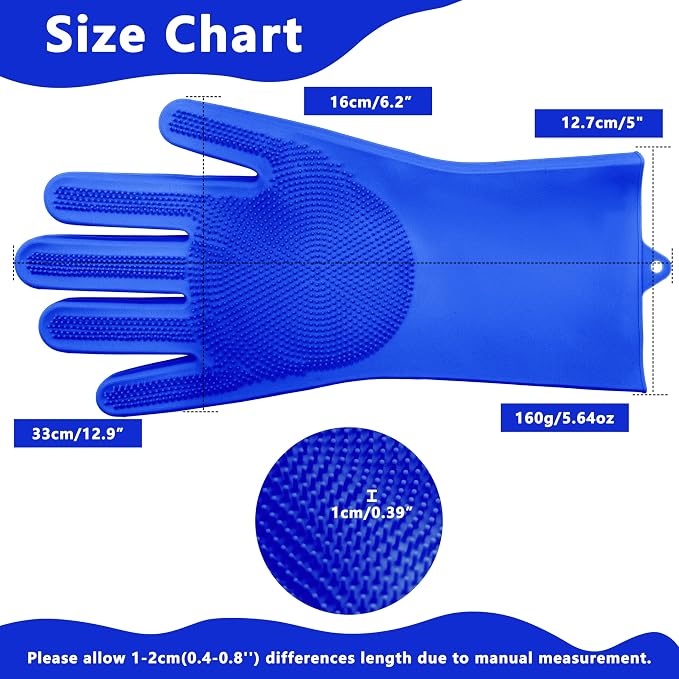 Pet Grooming Gloves—Dog Washing Gloves with High-Density Teeth | Dog Bath Scrubber with Enhanced Five Finger Design, Silicone Gloves for Dogs and Cats Bathing, Massage (Dark Blue)