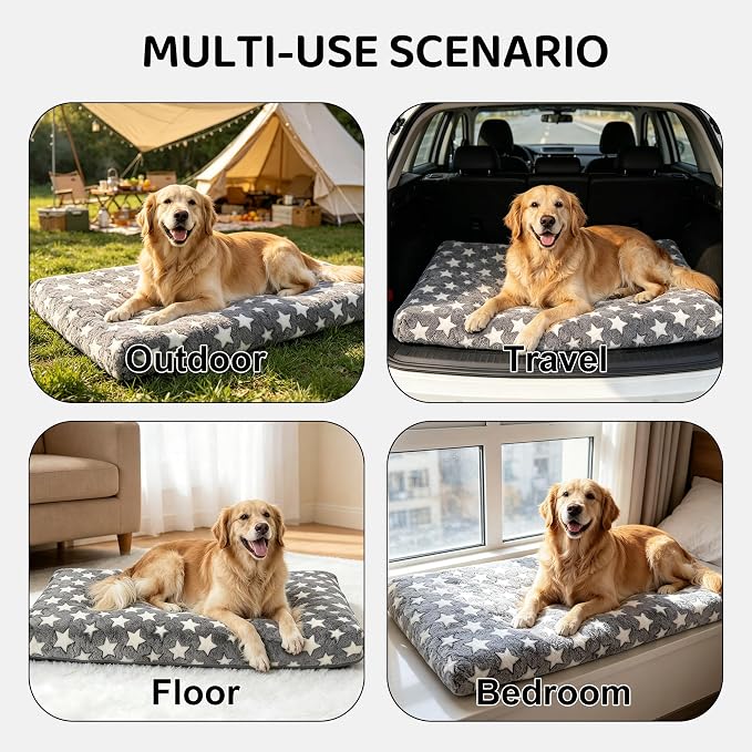 Orthopedic Dog Bed for Large Dogs, Washable Dog Mat with Removable Zippered Cover, Non-Slip Bottom, Comfort Crate Bed (Grey, L(35"*23"*3.1"))