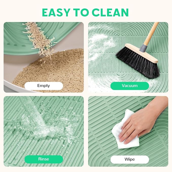 Pawtasy Cat Litter Mat,40" x 28" Extra Large Silicone Waterproof Litter Trapping Mat for Scatter Control Soft on Kitty Paws Non-Slip Easy to Clean