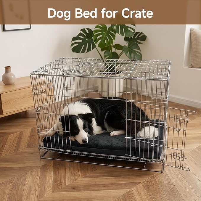 Waterproof Dog Bed for Crate, Washable Reversible Kennel Pads, 23x17, Black | Kennel Pet Bed for Small Dogs with Removable Cover, Waterproof, Wipeable, Anti-Slip, Outdoor, Black