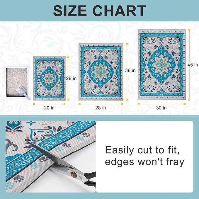 BEAUTYZOO Cat Litter Mat, 28" x 36" Large Litter Trapping Mat, Waterproof | Scatter Control, Absorbent Urine‑Proof, Soft On Paws, Non‑Slip, Machine Washable, For Indoor Cats & Kittens, Floor Use
