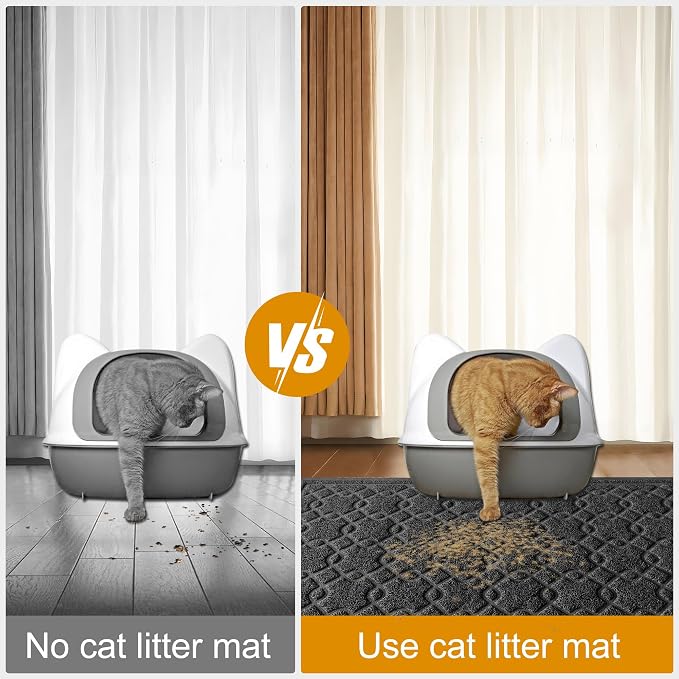 Cat Litter Box Mat, 35" x 24" Large Kitty Litter Trapping Mat Keep Floor Clean, Litter Box Mat Scatter Control, Waterproof, Easy to Clean, Durable Large Size Litter Mats for Floor