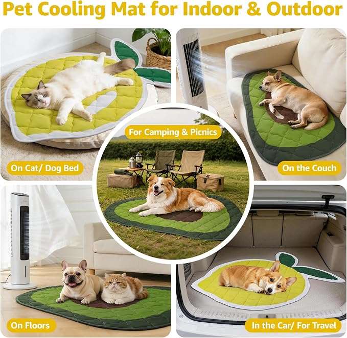 LOOBANI Dog Cooling Mat 38"x50"- Cute Lemon Design Cooling Mat for Dogs (Cool & Warm Side), Waterproof Self-Cooling Mat for Crate, Floor, Car for Small Dogs, Cats, Pet, Yellow 38x50 in