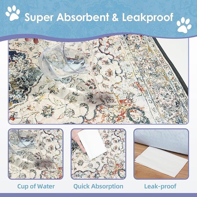 SCLOSE Washable Pee Pads for Dogs Large 2 Pack, 48" x 48" Reusable Puppy Pads Waterproof Dog Rugs, Super Absorbent, Leakproof, Dog Crate Pad, Playpen Mat, Whelping Pads, Vintage Medallion