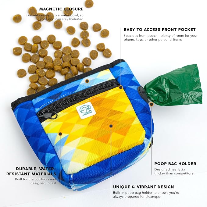 Embark Dog Treat Pouch - Waterproof Training Bag & Portable Water Bowl | Leakproof Treat Bag with Hook, Magnetic Closure, Extra Pocket for Phone & Keys with Poop Bag Outlet For Dogs - Apollo