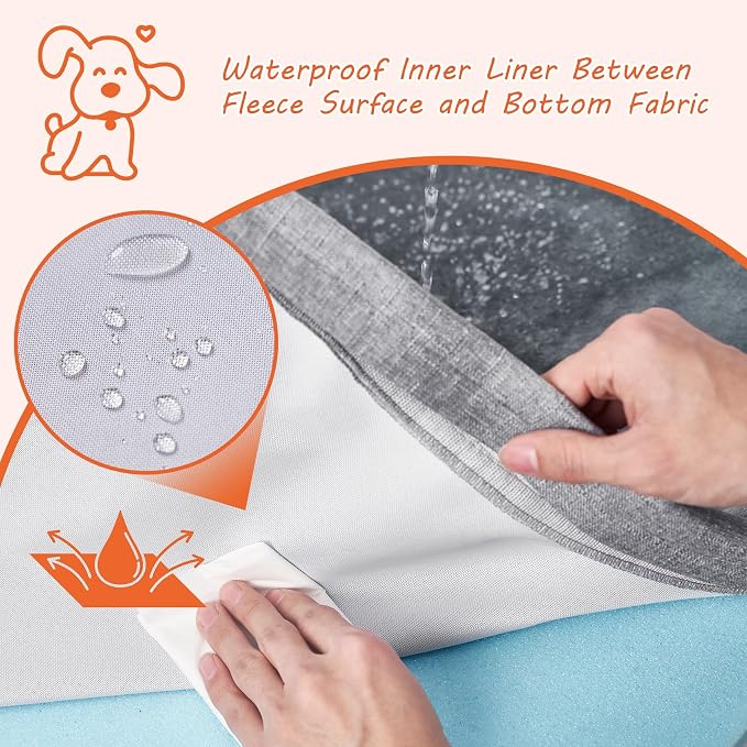 EHEYCIGA Large Washable Dog Crate Bed with Memory Foam, 35x23Inch, Grey | High Density Egg Crate Foam, Waterproof Liner, Removable Easy Clean Cover, Non-Slip Bottom, Fits Crate, Floor and Sofa