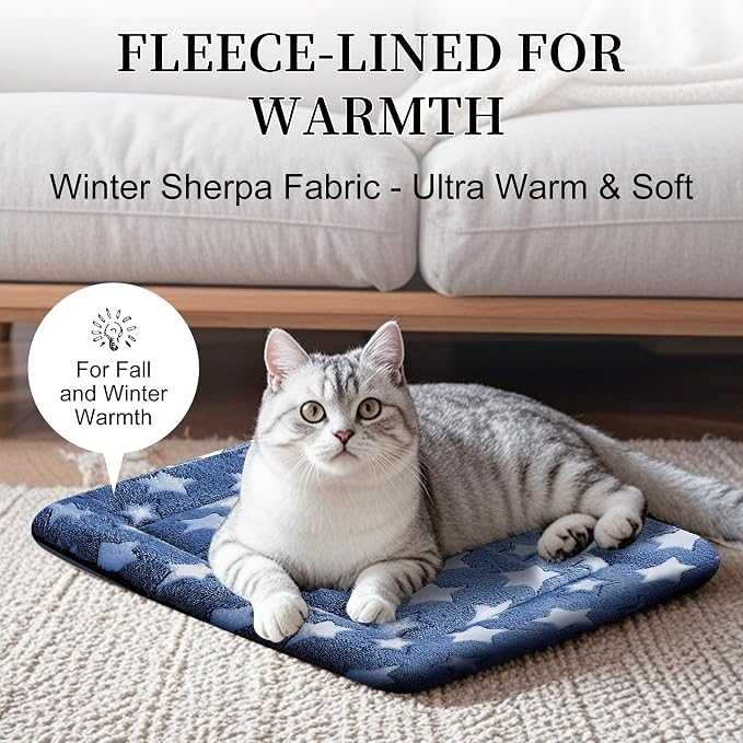 Dog Bed Mat, Reversible Crate Pad & Cute Dog Bed - Machine Washable Kennel Mat with Ultra Soft for Small Dogs & Cats