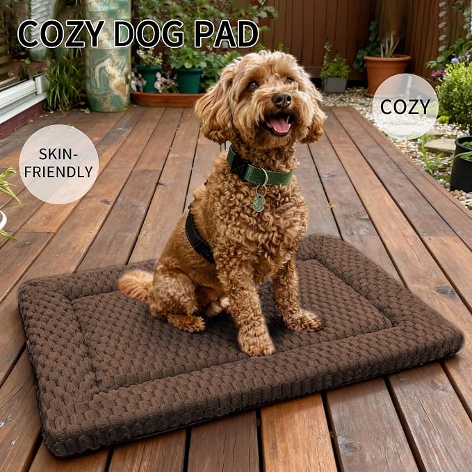 Dog Bed Mat - Dog Crate Pad - Reversible Mat for Pet Comfort - Soft Bed Crate Pads for All Seasons - Durable, Machine Washable Mat for Crates, Travel, and Home (Dark Brown, 24" L*18" W*1.5" Th)