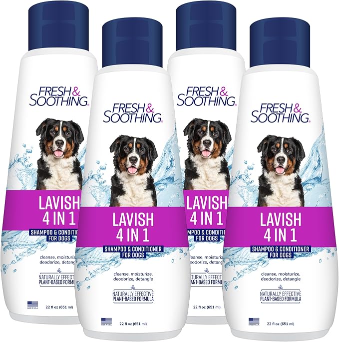 Fresh & Soothing Lavish 4-in-1 Shampoo + Conditioner for Pets, 22oz - 4 Pack