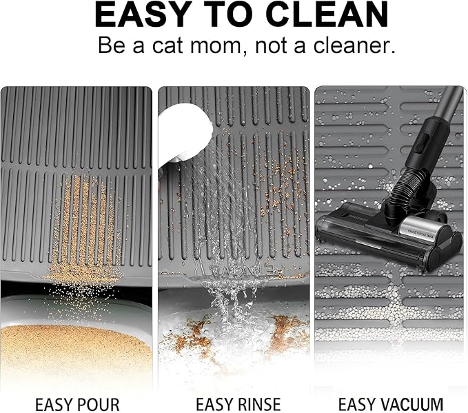 Heavy-Duty Cat Litter Mat: 10,000 Scratch Motions Tested | XL Extra-Thick Silicone Mat - No Holes for 3 Years