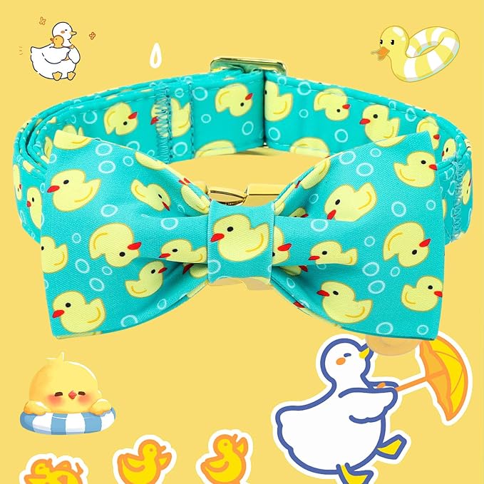 Duck Dog Collar for Boy Dogs, Spring Summer Boy Dog Collar with Bowtie- Adjustable Sailor Bow Small Dog Collars for Male Dogs S