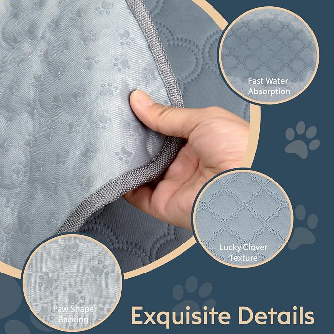 FunFurry Washable Pee Pads for Dogs - 1 Pack Reusable Pee Pads，Waterproof Puppy Pads，Pet Training Pads，Super Absorbent with Dog Paw Shape Non-Slip Backing (Light Grey, 48" X 65" - 1 Pack)