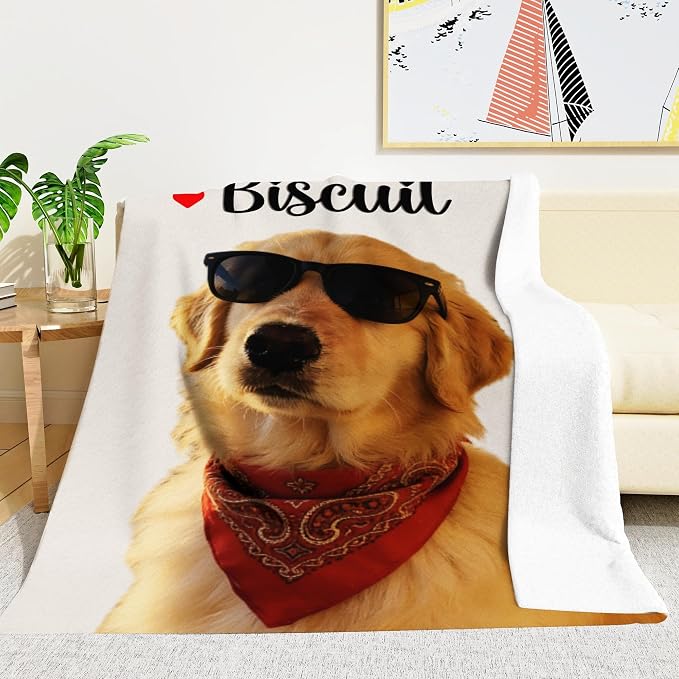 Custom Gifts for Dog Dad Mom Personalized Fleece Throw Blanket with Pet Portrait Picture & Name Cute Cozy Soft Warm Unique Gifts for Pets Lover