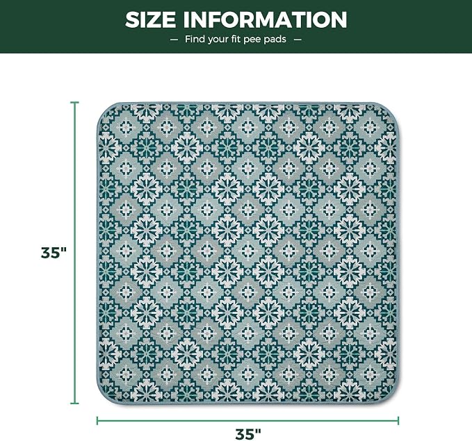 FXW Washable Pee Pads for Dogs, Super Absorbent, 35" Square, 2 Packs | Machine washable, Non-slip backing