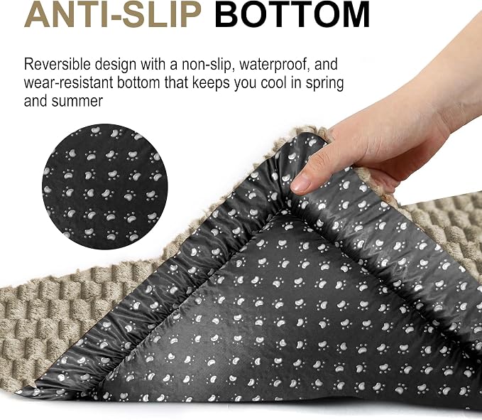Dog Bed Crate Mat, Soft Durable Washable Anti-Slip Kennel Pad for Dogs & Cats, Reversible (Light Gray, M(30"*20"*1.5"))