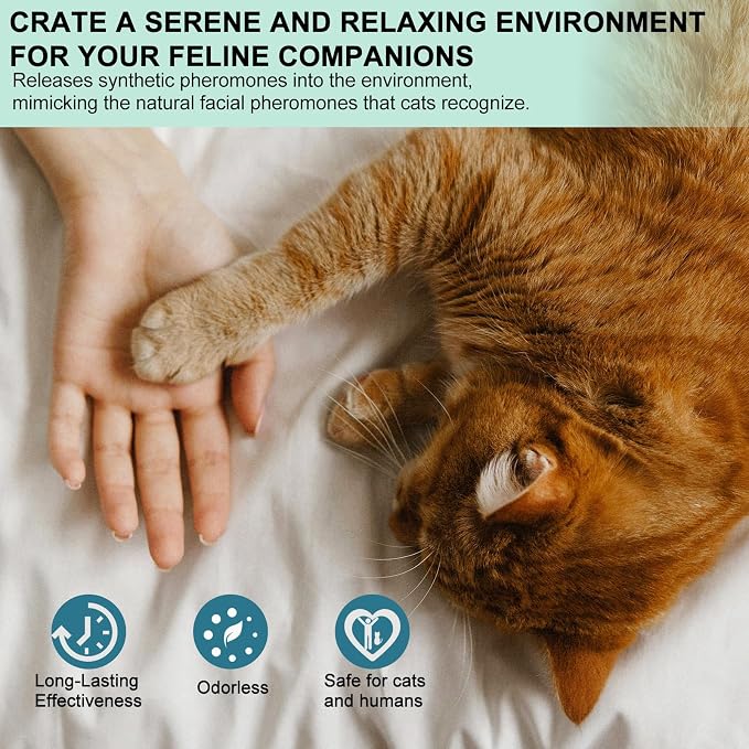 Cat Calming Pheromone Diffuser 4 in 1 Kit Cat Relaxing Pheromone Diffuser Relieve Anxiety Reduce Fighting Spraying and Scratching 48ml Refill