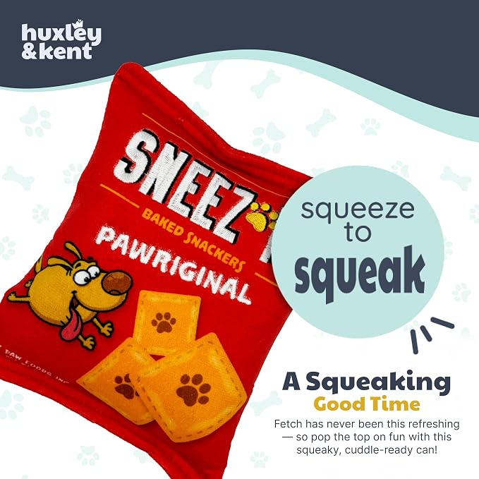 Huxley & Kent Funny Dog Toy w/Squeaker – Power Plush Squeaky Dog Toys for Small, Medium & Large Dogs – Soft Stuffed Animal for Indoor Play & Fetch - Sneez-It, Large