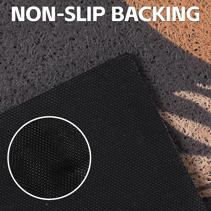 Cat Litter Mat Litter Trapping Mat, 24"x15" Waterproof Urine Proof Litter Box Mat Catcher Mat Non-Slip Washable for Kitty Kitten, Black