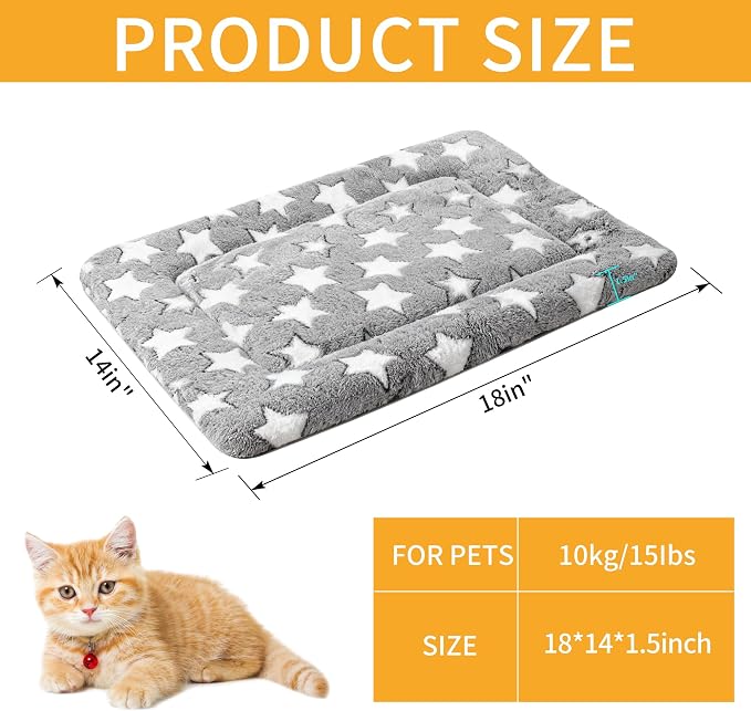 Dog Bed Mat, Reversible Crate Pads for Small/Medium/Large Dogs & Cats Sleeping, Portable & Soft, Dog Beds Crate Pad (Grey, XS(18"*14"*1.5"))