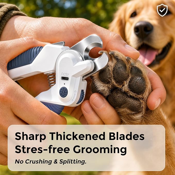 2-in-1 Cat Nail Clipper with Light for Small Medium Large Dogs | Cat Trimmer Grooming with Built-in File, Stainless Steel Blades Cutter, Ideal for Small, Medium & Large Pets, Blue