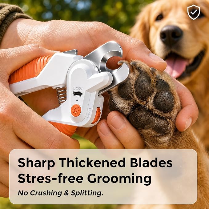 Dog&Cat Nail Clipper with Light, Stainless Steel Blade Nail Trimmer for Pet | Catpick care 2-IN-1 Trimmer Grooming with Built-in File, Stainless Steel Blades, Ideal for Small, Medium & Large Pets, Orange