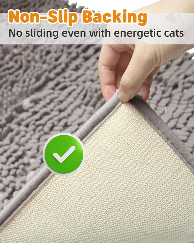 Cat Litter Mat Litter Trapping Mat, 33"x23" Plush Cat Litter Rug Catcher, Easy to Clean, Machine Washable
