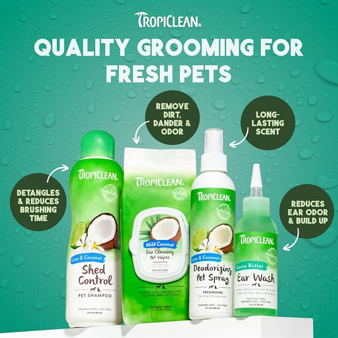 TropiClean Dog Ear Wash, Alcohol Free Ear Cleaning Solution, 1 Gallon