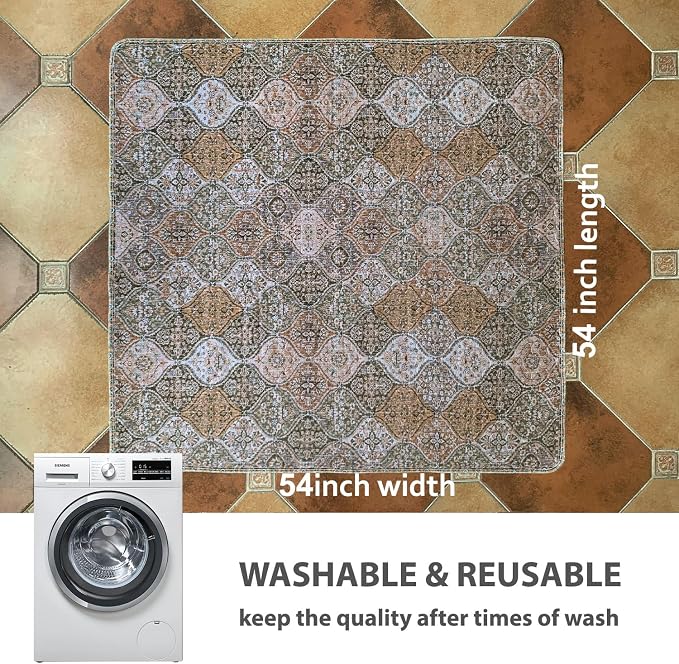 nunubaby Washable Pee Pads for Dogs, Stylish, Non-Slip and Leak-Proof Pee Pads. Reusable Potty Pads for Dogs for Crates and Floors.(Brown/Multi,54" x54" )