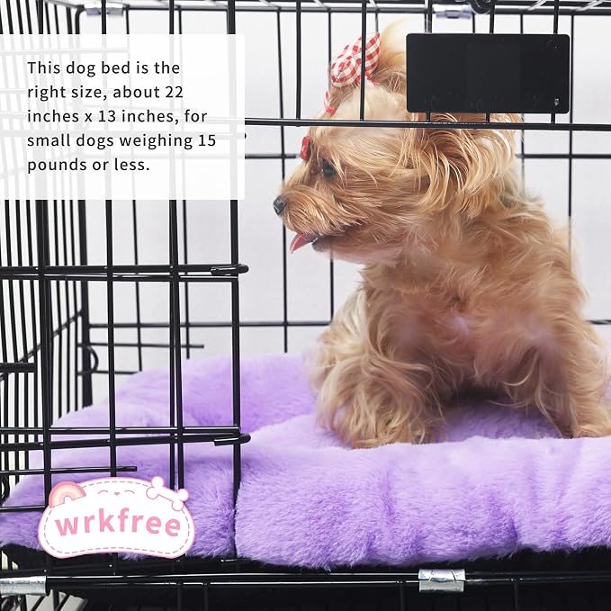 Dog Crate Bed 22x13,Washable Dog Crate Pad for Medium Dogs,Soft Kennel Bed Mattress with Non Slip Bottom,Purple