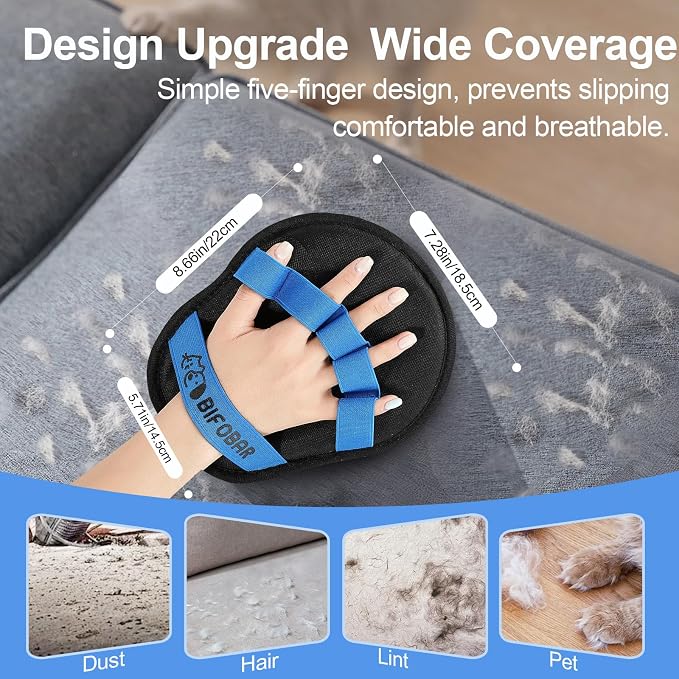 Pet Hair Removal Glove – Electrostatic Magic Mitt for Dogs & Cats, Reusable 5-Finger Grooming Tool for Couch, Carpet & Furniture